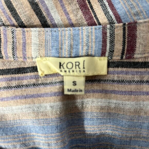 Kori Striped Cotton Blend Causal Shirt Dress Size S - Picture 5 of 5